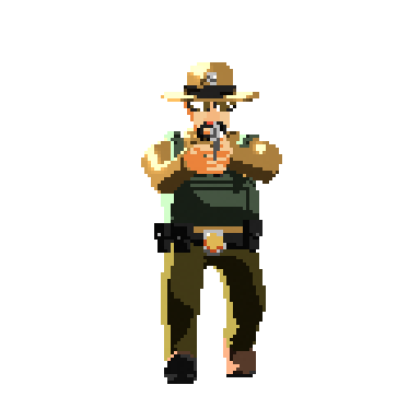 Front-facing character, looped animation.